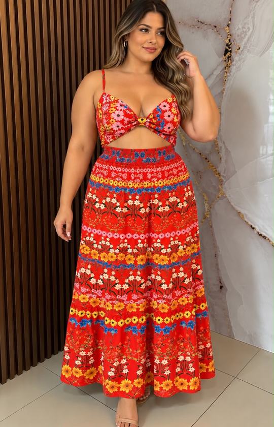 Saia e top estampados
